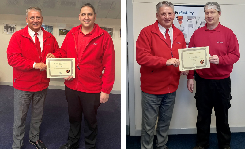 SONEProducts's tweet photo. We’ve had some milestone work anniversaries here at SONE recently, including Kevin Hansom who celebrated 25 years of service and Andrew Haytack who celebrated 20 years with the company. Congratulations to everyone and thank you for your dedication and loyalty over the years. https://t.co/n4JMqKKocE