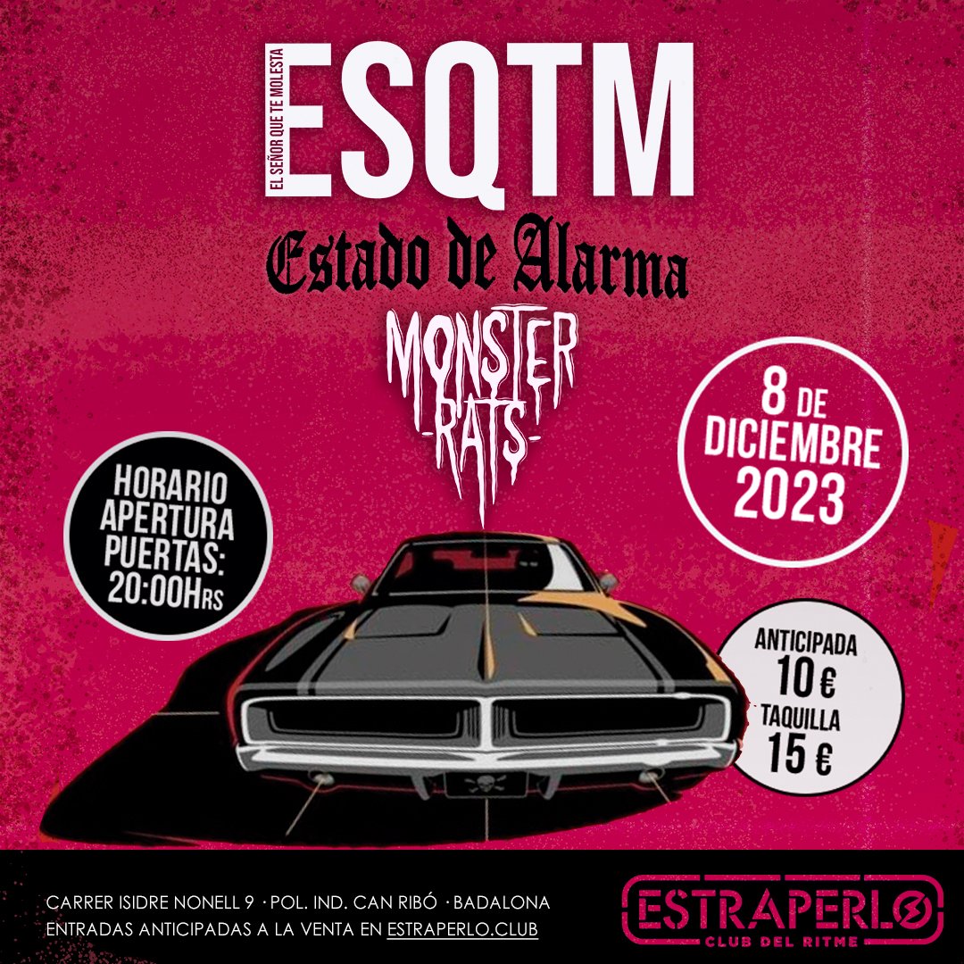 TONIGHT⚡️#PUNKROCK 
ESQTM @buenaideaidiota desde #MADRID + #EstadoDeAlarma + #MonsterRats en concierto‼️

Últimas🎟️Anticipadas : estraperlo.club

#GARAGEPUNK #PUNK #EJERCITODELPUNK #BUENAIDEAIDIOTA #MELGIBSON #BADALONA #LIVEMUSIC #BARCELONA #AGENDA #FRIDAY #WEEKEND