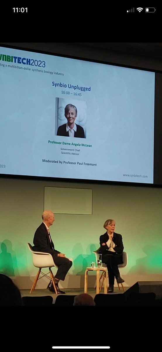 Just reflecting on #synbitech2023 .. it was such a privilege to talk with @uksciencechief .. amazing insights into the role of the CSA in UK government … and the need for our community to continue to actively engage with policy makers.also lots of opportunities or ECRs in gov !