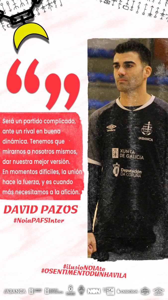 NoiaFutbolSala's tweet photo. ๐จ๏ธ Habla David Pazos en la previa del #NoiaPAFSInter.
๐ผ ยกEscucha todas sus declaraciones completas en #NoiaPAFSTV!
โก๏ธ https://t.co/4hL2yDC9tW
#OSentimentoDunhaVila #ilusioNOIAte https://t.co/zdKG7YaIao