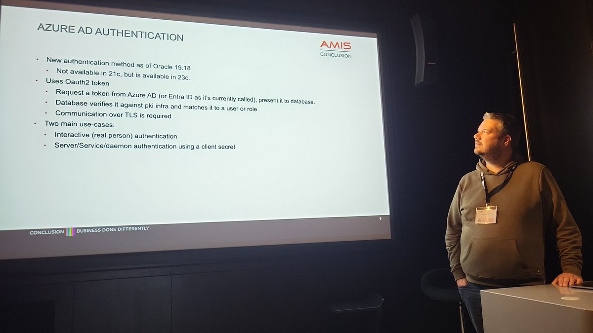 nl_OUG's tweet photo. Martijn Pronk is telling us all about Azure AD OAuth tokens for the Oracle Database. #dcd23 #databaseCloudDay https://t.co/xnGQO2DEBd