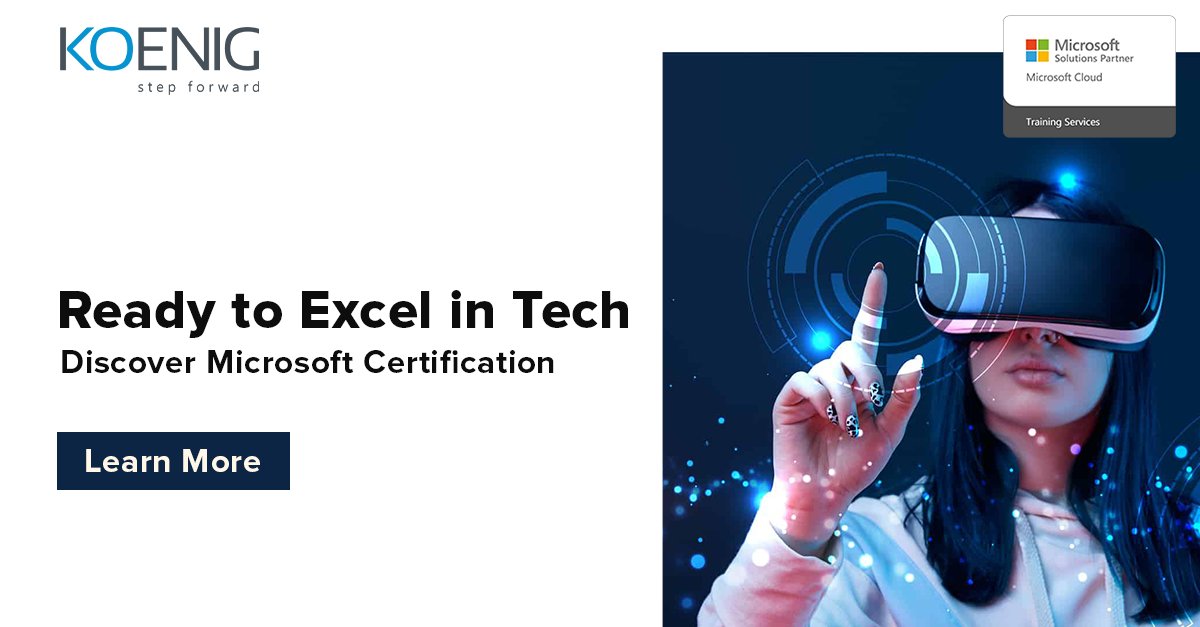 Boost your tech career with Microsoft certifications! Gain recognition, supercharge your skills, & join the elite community. 
#MicrosoftCerts #KoenigSolutions #TechCareer #ITCertifications #CareerBoost #TechSkills #WhatsNext #LevelUp #NewSkills #JoinTheClub #GetCertified #StepUp
