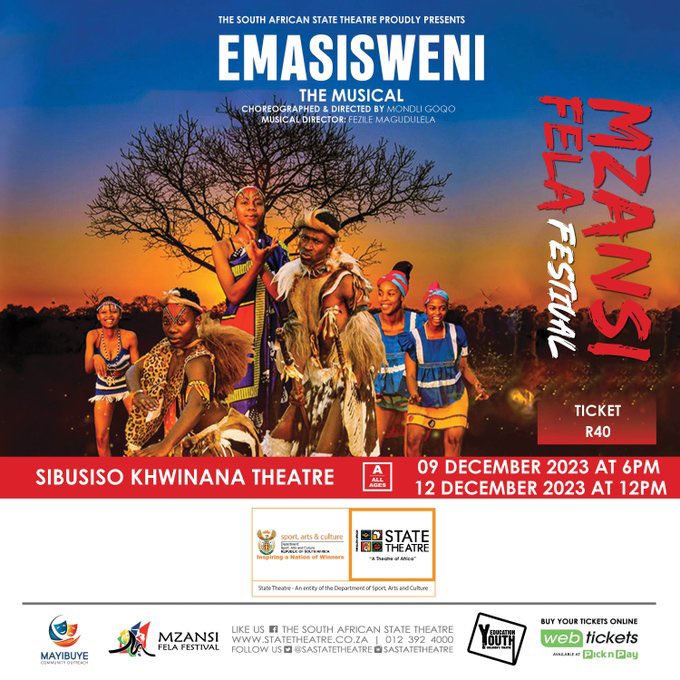 SportArtsCultur's tweet image. State Theatre is filled with theatrical dance, acting and musical performances this weekend. Catch Emasisweni, For The Right Reasons and Montlenyane all playing from 8 - 12 Dec 2023

State theatre is an agency of the Department of Sport, Arts &amp;amp; Culture. 
#StateTheatre #DSACAgency