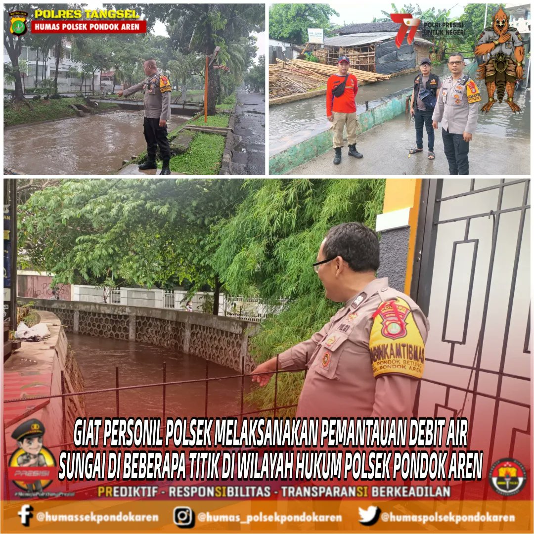 HumasAren's tweet photo. Pemantauan Debit air oleh Personil Polsek di beberapa aliran sungai di Wilayah hukum Polsek Pondok aren.

#pantauandebitair #Polsekpondokaren https://t.co/A1JrNWHabD