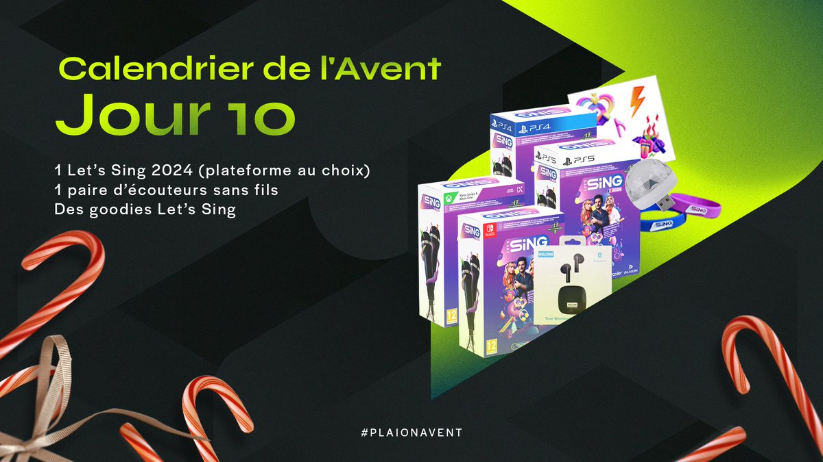 PLAION_FR's tweet image. 🎁 Calendrier de l’Avent: Jour 10 🎁

Devenez une star pendant les fêtes de fin d’année avec #LetsSing2024 !

Pour participer:
1️⃣ Follow @PLAION_FR
2️⃣ RT ce tweet
3️⃣ Commente ta plateforme

🎟 T.A.S le 02/01
🍀 4 gagnants

#PLAIONAvent