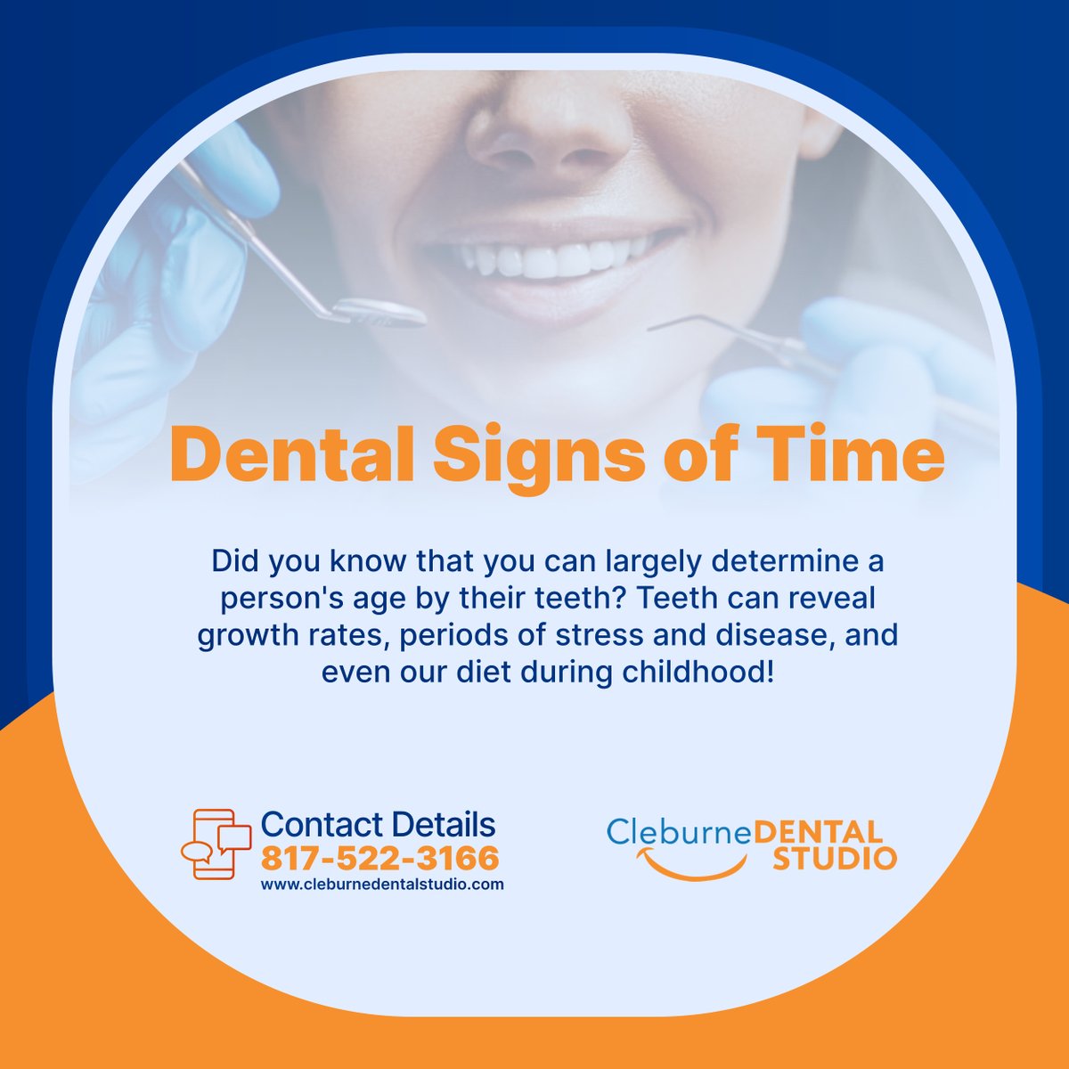 cleburnedntlstd's tweet image. Our teeth are time capsules, offering clues about our age and health. They reflect growth rates, stress periods, disease, and even what we ate in our early years.

#DentalCare #DentalSigns #CleburneTX