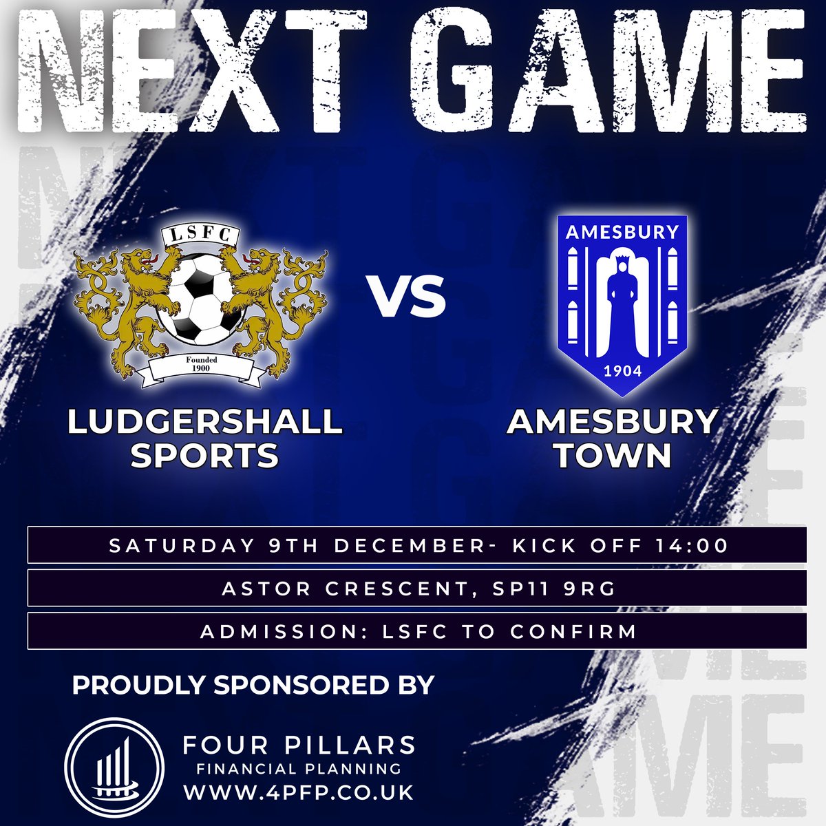 Amesbury Town FC (@amesburyfc) on Twitter photo 𝗡𝗘𝗫𝗧 𝗨𝗣
We take on neighbours Ludgershall Sports away from home.
Suspect this one may be subject to a pitch inspection with the predicted weather.
🆚:<a href="/ludgershallsfc/">Ludgershall Sports FC</a>
🏆:<a href="/WiltsLeague/">Wiltshire Senior League</a>
📌:Ludgershall, SP11 9RG
🧭:bit.ly/LSFC_
⏰:14:00
💵:LSFC to confirm 𝗡𝗘𝗫𝗧 𝗨𝗣
We take on neighbours Ludgershall Sports away from home.
Suspect this one may be subject to a pitch inspection with the predicted weather.
🆚:<a href="/ludgershallsfc/">Ludgershall Sports FC</a>
🏆:<a href="/WiltsLeague/">Wiltshire Senior League</a>
📌:Ludgershall, SP11 9RG
🧭:bit.ly/LSFC_
⏰:14:00
💵:LSFC to confirm