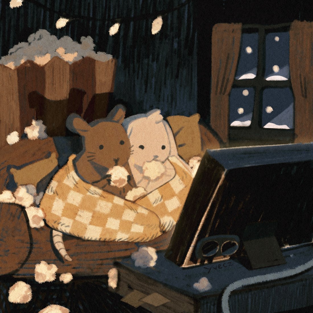 they are watching a movie