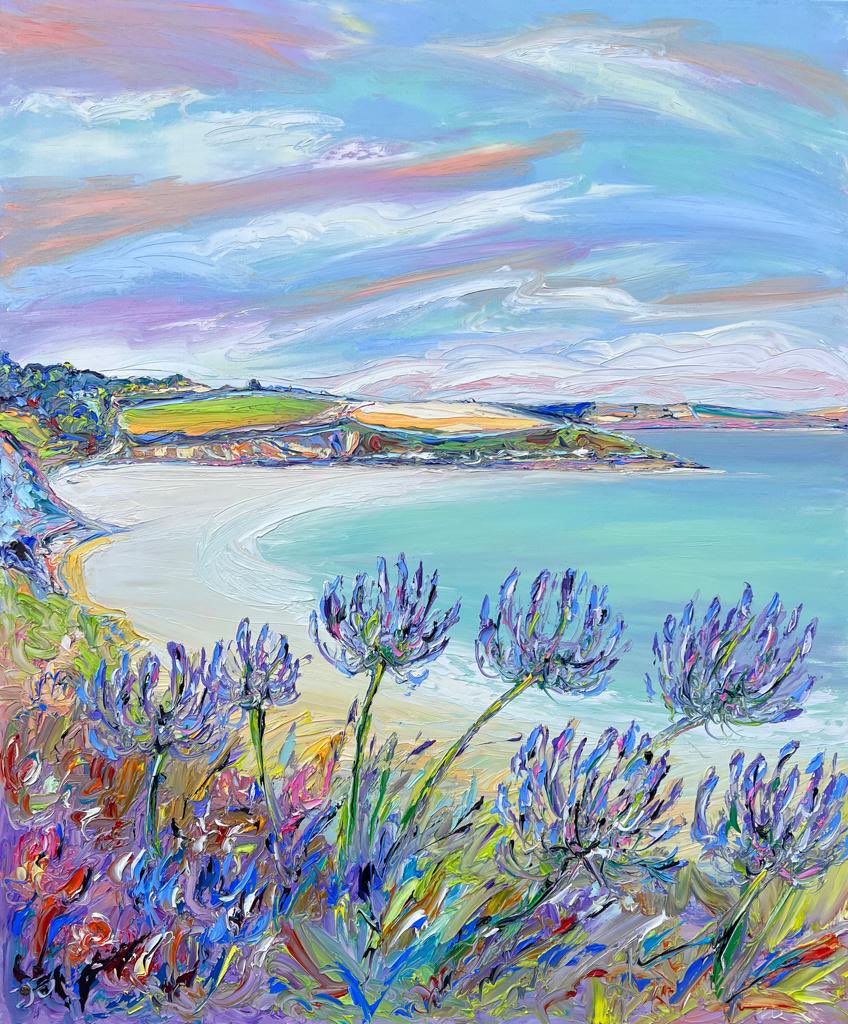 Hey just finished my commission ‘Portscatho Agapanthus’ 100cm x 120cm #contemporaryart #cornwall #artforsale