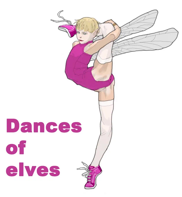 Dance of elves (このLeotardの色はかなり迷った 結局白がエルフらしいので最終的には真っ白に…Digital Drawingは迷い始めるとキリがない) #illustration #イラストレーション #米田仁士 #HitoshiYoneda #DigitalDrawing