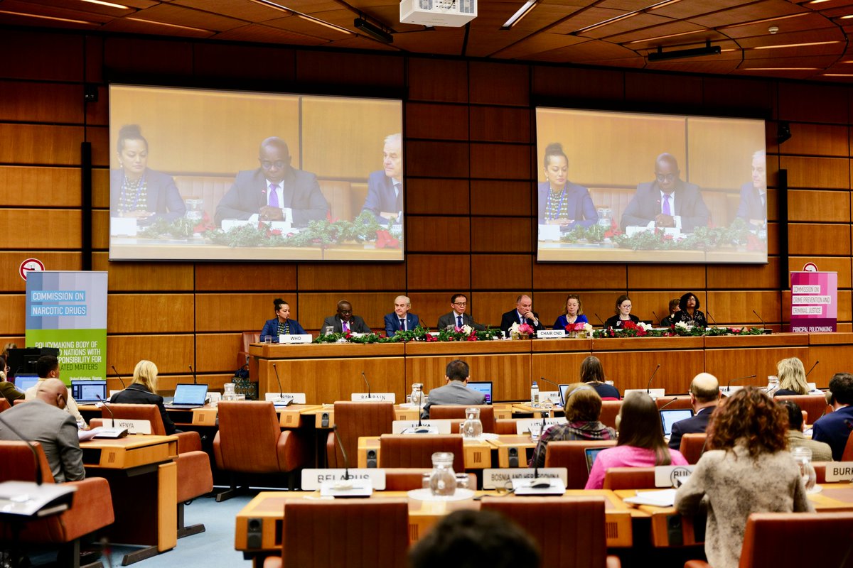 UNODC_CND's tweet photo. Day 2 of the #CND66 reconvened session is focusing on the implementation of intl. drug treaties & preparations for the #Midterm2024 review
📺Watch live: https://t.co/20kBlgkKEj https://t.co/QAiTtuAlUO