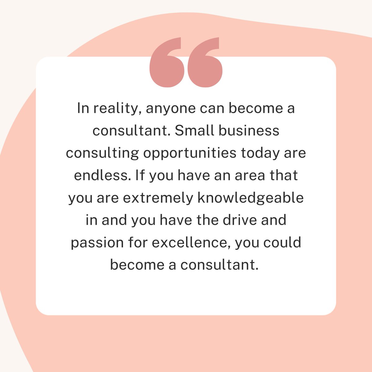 Empower yourself to become a small business consultant – it's a journey open to everyone! 💼✨ Unlock the potential to make a meaningful impact.

#SmallBusinessConsulting #ConsultantLife #BusinessAdvice #ConsultingSuccess #BusinessStrategy