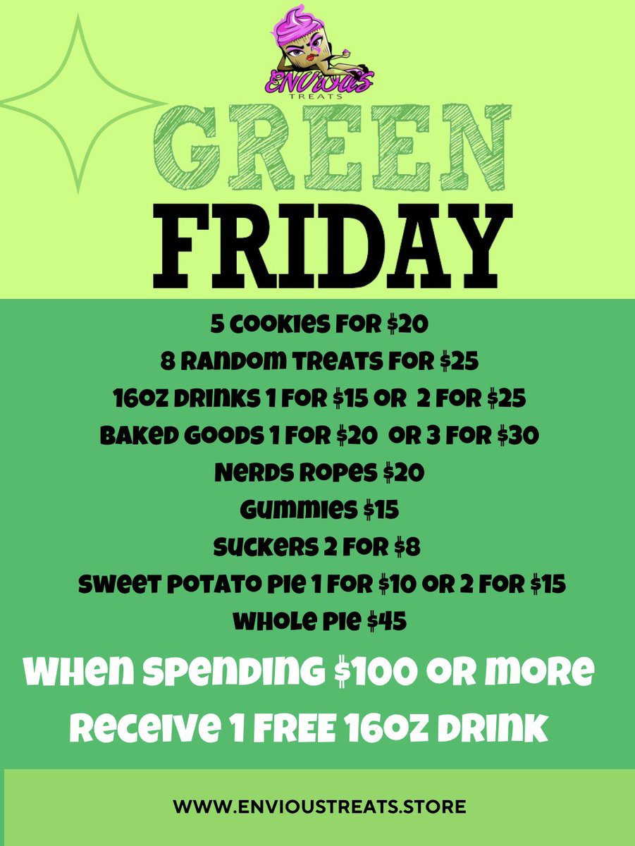 💚💚HAPPY GREEN FRIDAY!!! PREORDER WITH US AT 11:45AM. GRAB YOUR TREATS FOR THE WEEKEND💚💚 #Baltimore #Edibles #Dmv #BakedGoods #FreshlyBaked #CannabisCommunity #cannabisindustry #cannabisculture #420friendly #420community