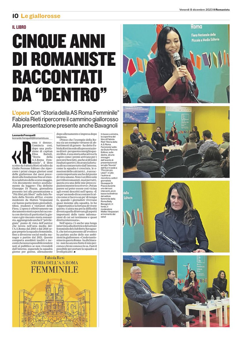 😍 Su <a href="/ilRomanistaweb/">Il Romanista</a>, <a href="/LeoFrenquelli/">Leonardo Frenquelli</a> ha raccontato la presentazione di ieri a @piulibri23 e alle 12.20 saró in diretta su <a href="/radio_romanista/">Radio Romanista</a> sempre con lui per continuare a parlare del libro!

Grazie Leo 🙏