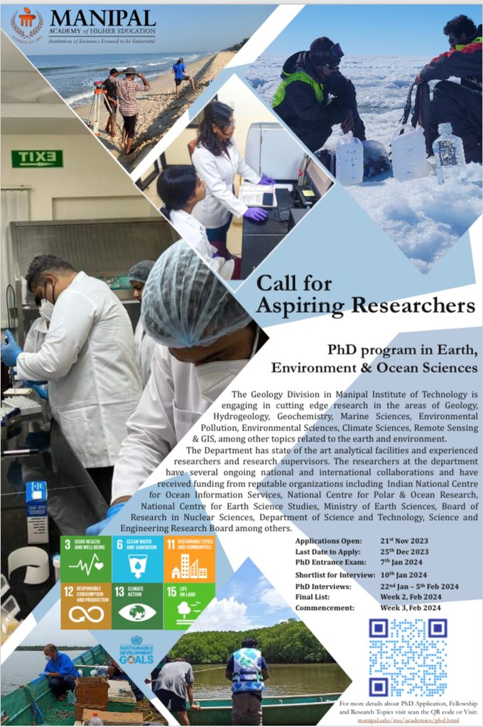 WarrierAnish's tweet photo. Admissions to the Dr. T.M.A. Pai Ph. D. Fellowships are now open. Last date to apply for the entrance test is 25.12.2023. 

Please repost for maximum reach..

@MITMScGeology @MIT_MANIPAL @MAHE_Manipal @cds_mahe @DoRMAHE_Manipal @Balakrishnakesh https://t.co/P6TGYJPmWz