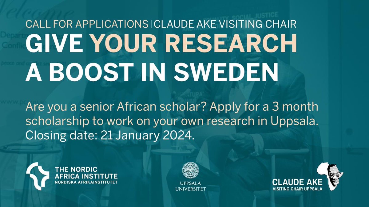 African scholars! Come join our research environment in Uppsala. 3 month sabbatical to focus on your research and network with Nordic scholars and practioners. Please spread the message.