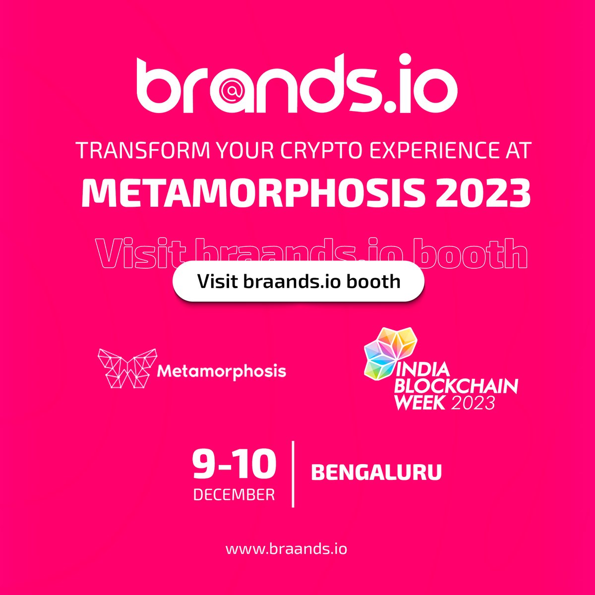 Braands at Metamorphosis 2023: Where Innovation Meets Celebration ! Visit braands.io booth, 9th &amp; 10th December,  Bangaluru: 
#metamorphosis2023 #braands #cryptogala #innovation #blockchain #future #crypto #nft #Domains