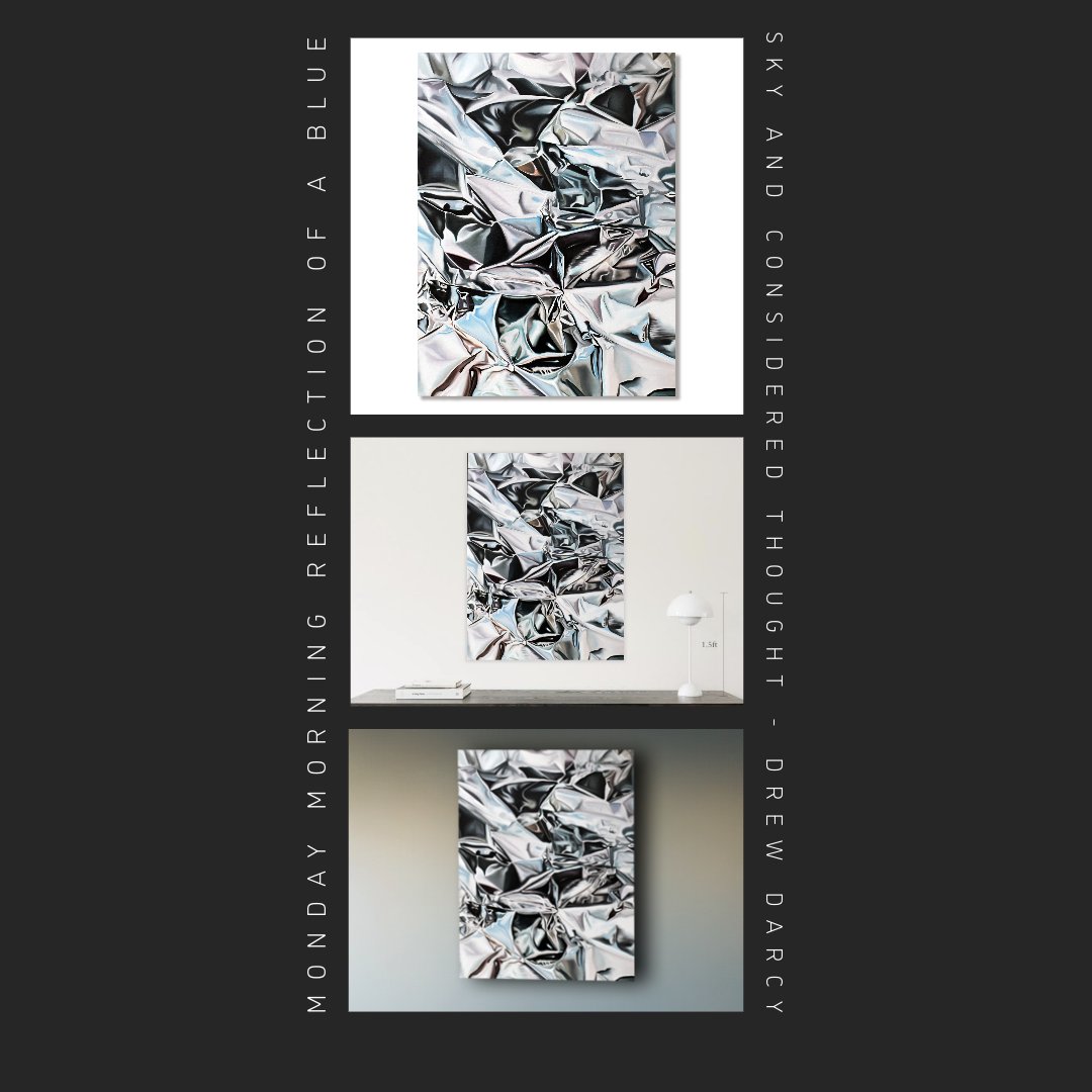 Monday Morning Reflection Of A Blue Sky And Considered Thought - Oil on canvas - 30" x 40"