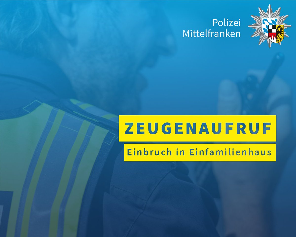 Am Donnerstagnachmittag (07.12.2023) brachen bislang unbekannte Täter in ein Einfamilienhaus in #Schwabach ein. Die Kriminalpolizei sucht #Zeugen. Pressemeldung: polizei.bayern.de/aktuelles/pres…