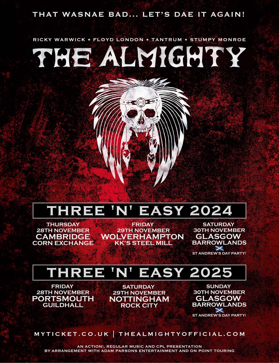 rickywarwick's tweet photo. You asked for it so you got it!
 
We are very pleased to announce that we are adding more headline shows in 2024 &amp; 2025!
 
Tickets pre sale Monday 10am via a Planet Rock Radio:
https://t.co/iz1qKJrnzT…
 
General On sale begins 10am Wednesday 13th https://t.co/tvWKZm4e0H https://t.co/HzCRoClV7N