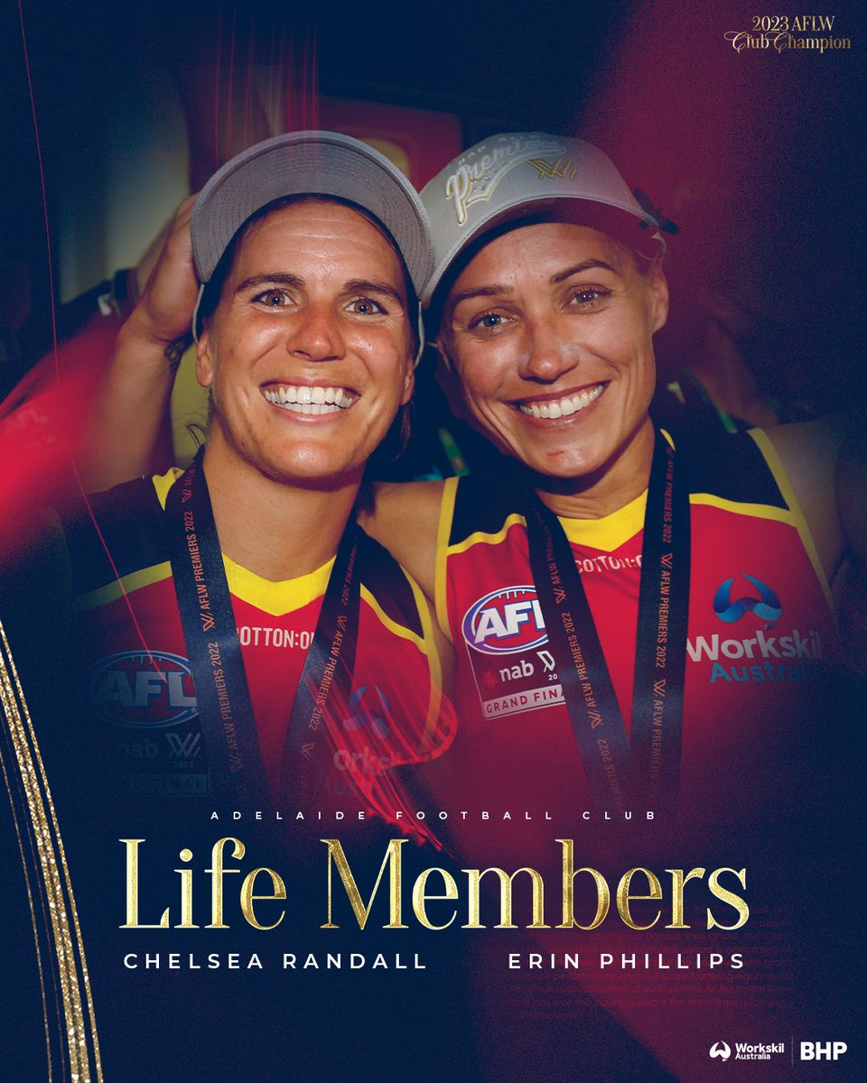 Couldn’t be prouder to have Chelsea Randall and Erin Phillips as our first AFLW players to become Life Members 💙❤️💛

Details: weflyas.one/3Re0ulV

#weflyasone