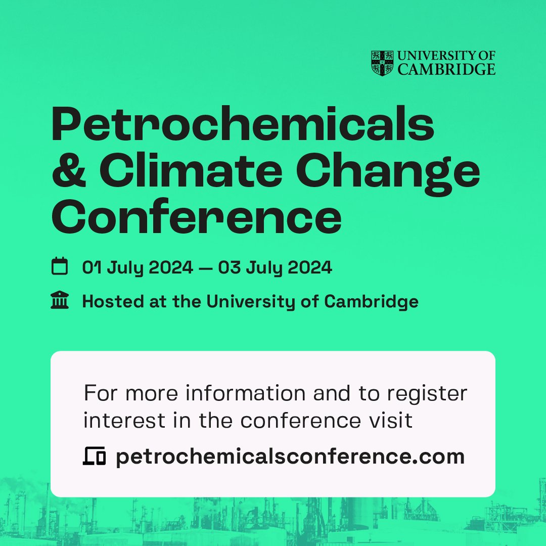 Thrilled to announce that we are organising a conference next year! Petrochemicals and Climate Change: Technology, Policy, and Societal Change in a Time of Planetary Crises aims to gather a diverse group of experts for interdisciplinary discussions in Cambridge, 1-3 July 2024.