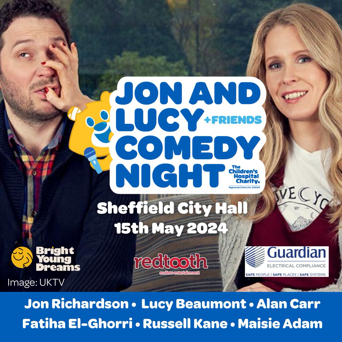 TICKETS NOW ON SALE! Head to tchc.org.uk/comedynight to get your tickets for our second annual Jon, Lucy & Friends Comedy Night! Huge thanks to Charity patrons @RonJichardson and @LucyABeaumont, joined by the brilliant @chattyman, @russell_kane, @maisieadam and @fatihaelghorri!