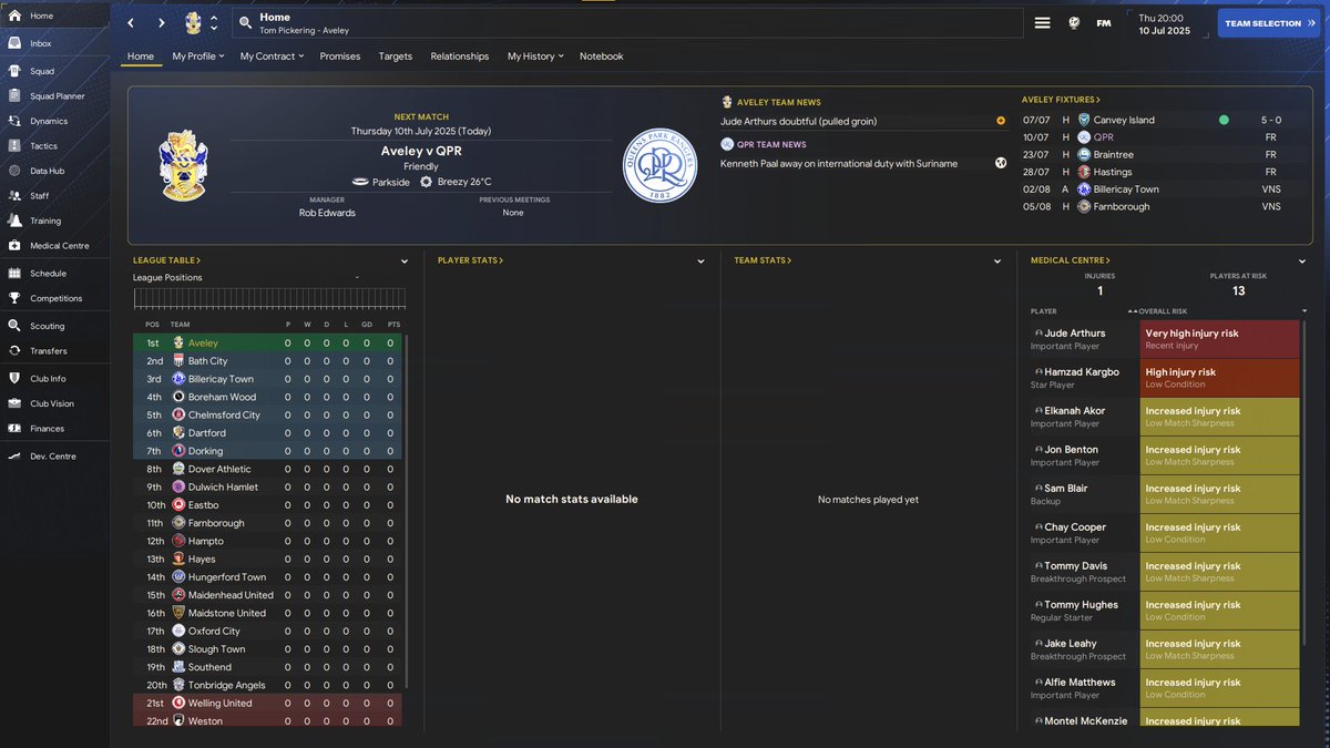 🚨 LIVE 🚨

Good morning everyone! After missing out on the play-offs, we start season three with fresh hope! Can we finally get out of this league? Live right now on Twitch! 

⚽️ - <a href="/AveleyFC/">Aveley Football Club</a> 
🗓️ - Season Three
🔗 - twitch.tv/tommypickles93…
