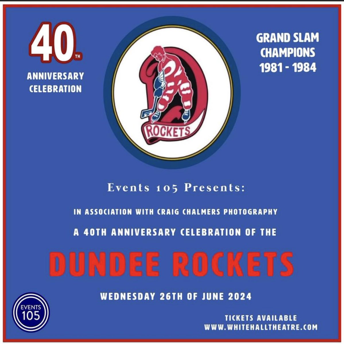 The Dundee Rockets Legends all on stage together again in Dundee … a night not to be missed .. head over to <a href="/events105/">Events105</a>  on facebook to get all the info