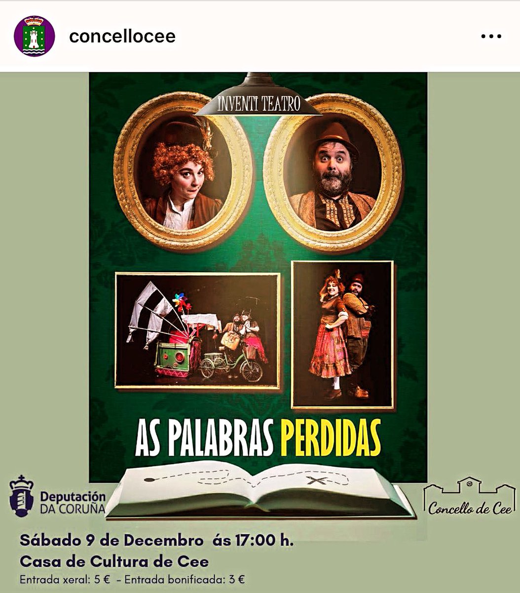 O sábado imos o teatro! <a href="/Depucoruna/">Deputación da Coruña</a> #ConcellodeCee