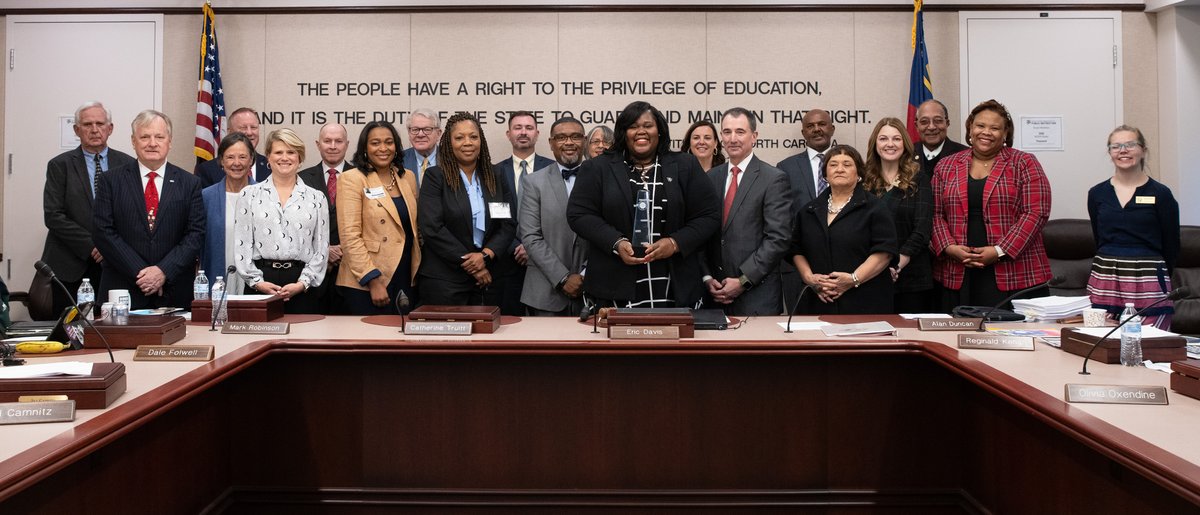 2023 @Milken Award winners recognized at the @edstateboard_nc monthly meeting Thursday morning. Congratulations! 👏 @PCS_NC, @DurhamPublicSch, @PtownElem #nced