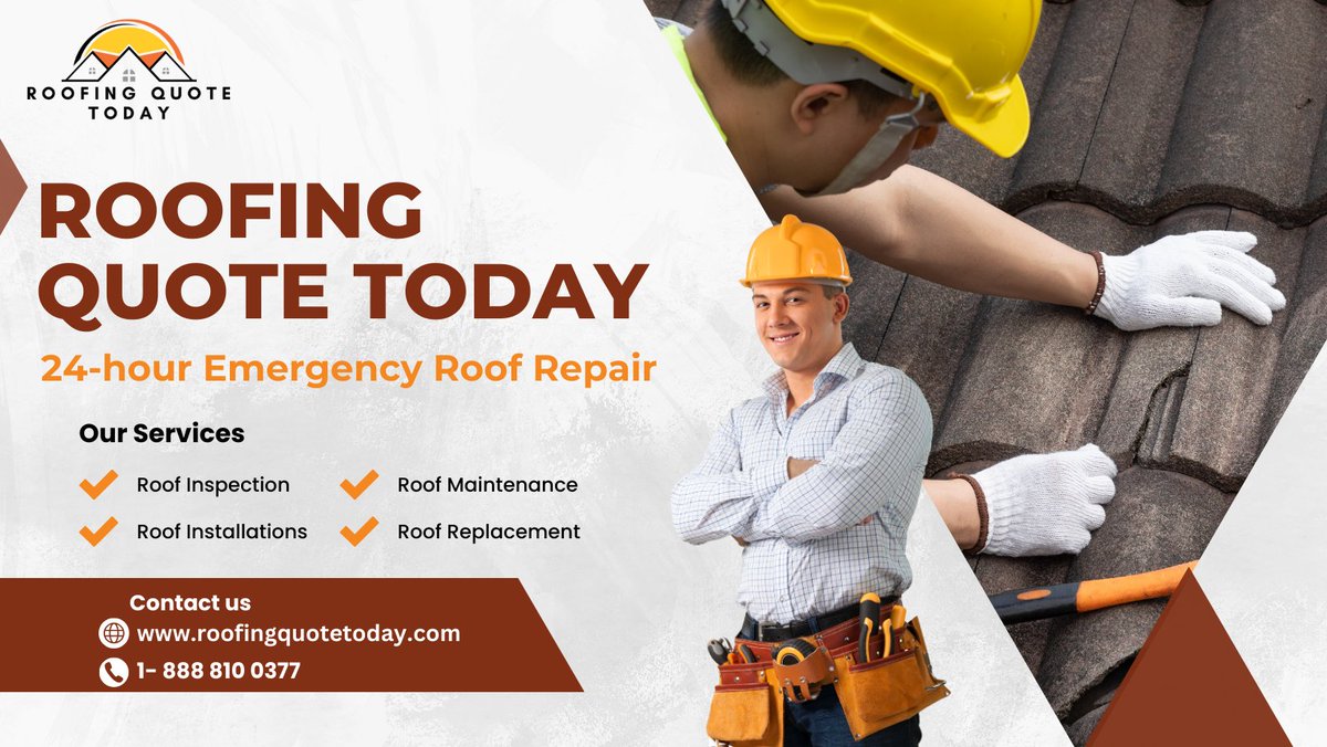 At Roofing Quote Today,  We provide services like roof inspection, replacement, maintenance, and installations. Contact us today at 1-888-810-0377 for and reliable 24-hour Emergency Roof Repair services.
#roofingspecialist #roofrepair
Visit: roofingquotetoday.com