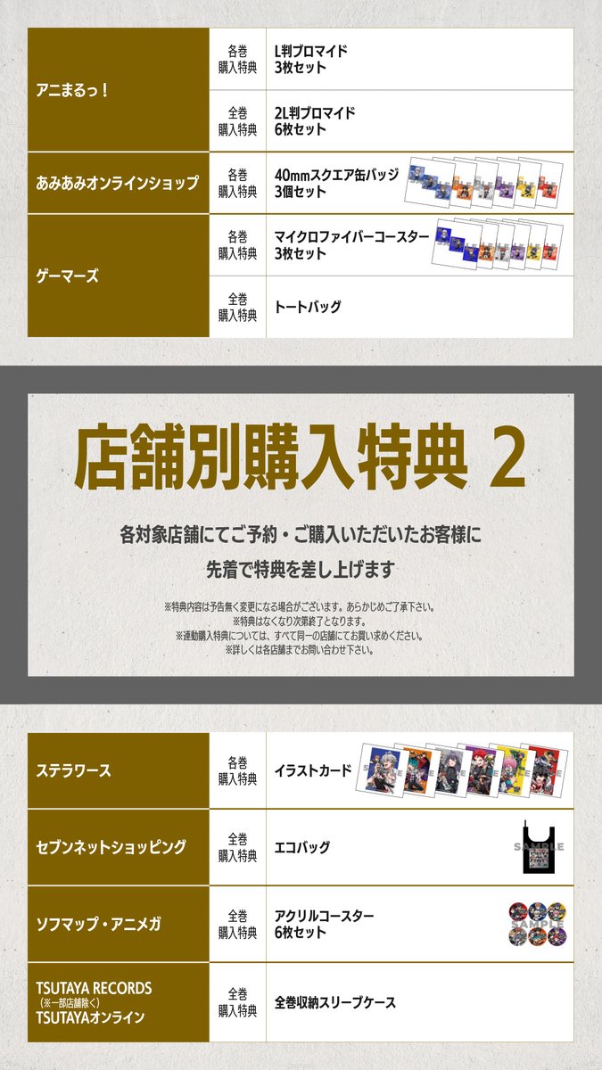 ◤◢◤ ???-???＆??? ◢◤◢ □店舗共通購入特典 ［全巻購入 