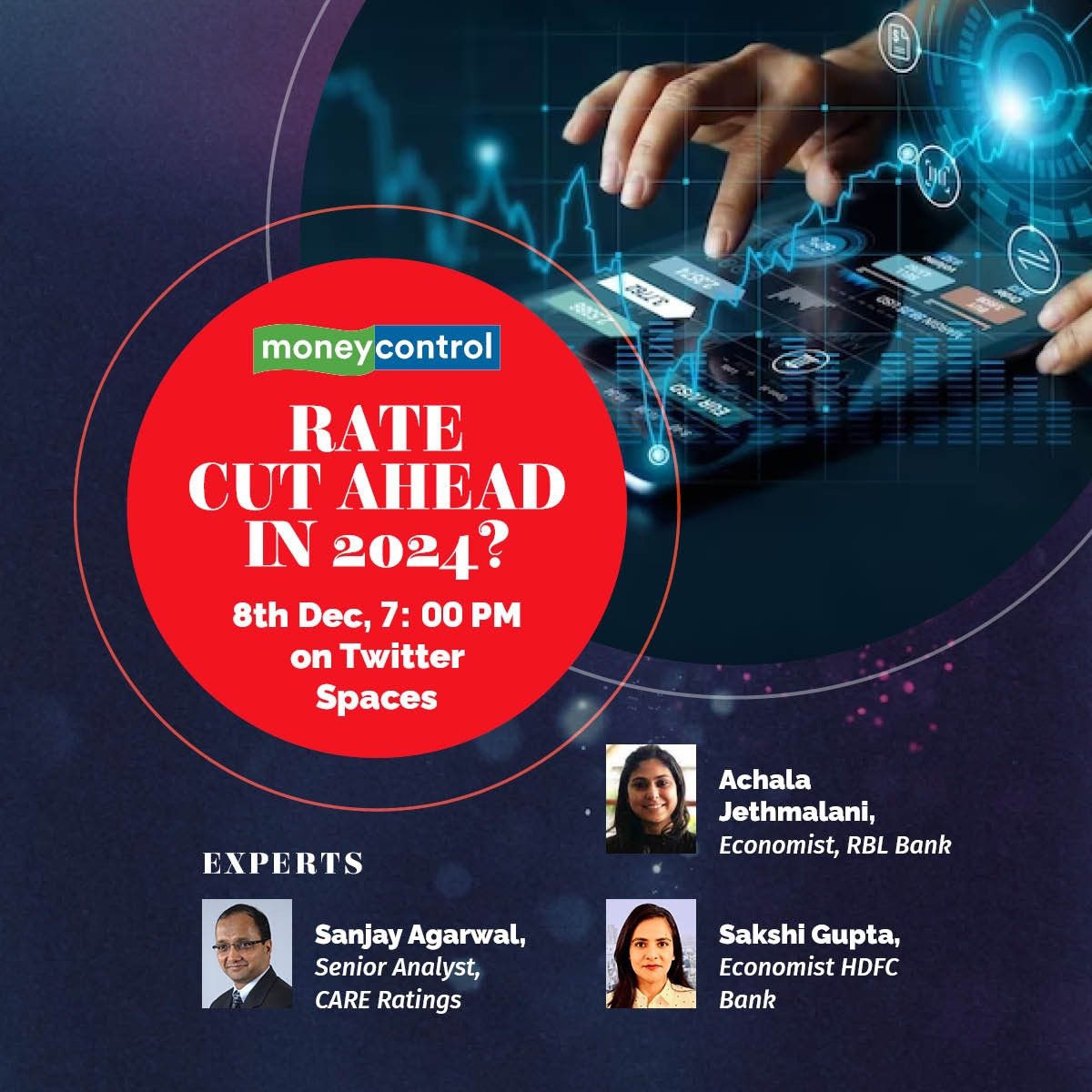 moneycontrolcom's tweet photo. ๐ข #TwitterSpacesAlert ๐ข
#RBI #MPC voted unanimously to keep the #RepoRate unchanged at 6.5%, its fifth pause in a row.
Join us for a panel discussion with top experts to discuss #MPC's likely rate approach in 2024.โณ
Tune in ๐
๐https://t.co/J8OpVAFtyJ
@HarshKu200 @jinitparmar10 @Dinesh_Unni @jethmalani6 @SakshiGupta86 #RBIPolicy #TwitterSpace #Banking