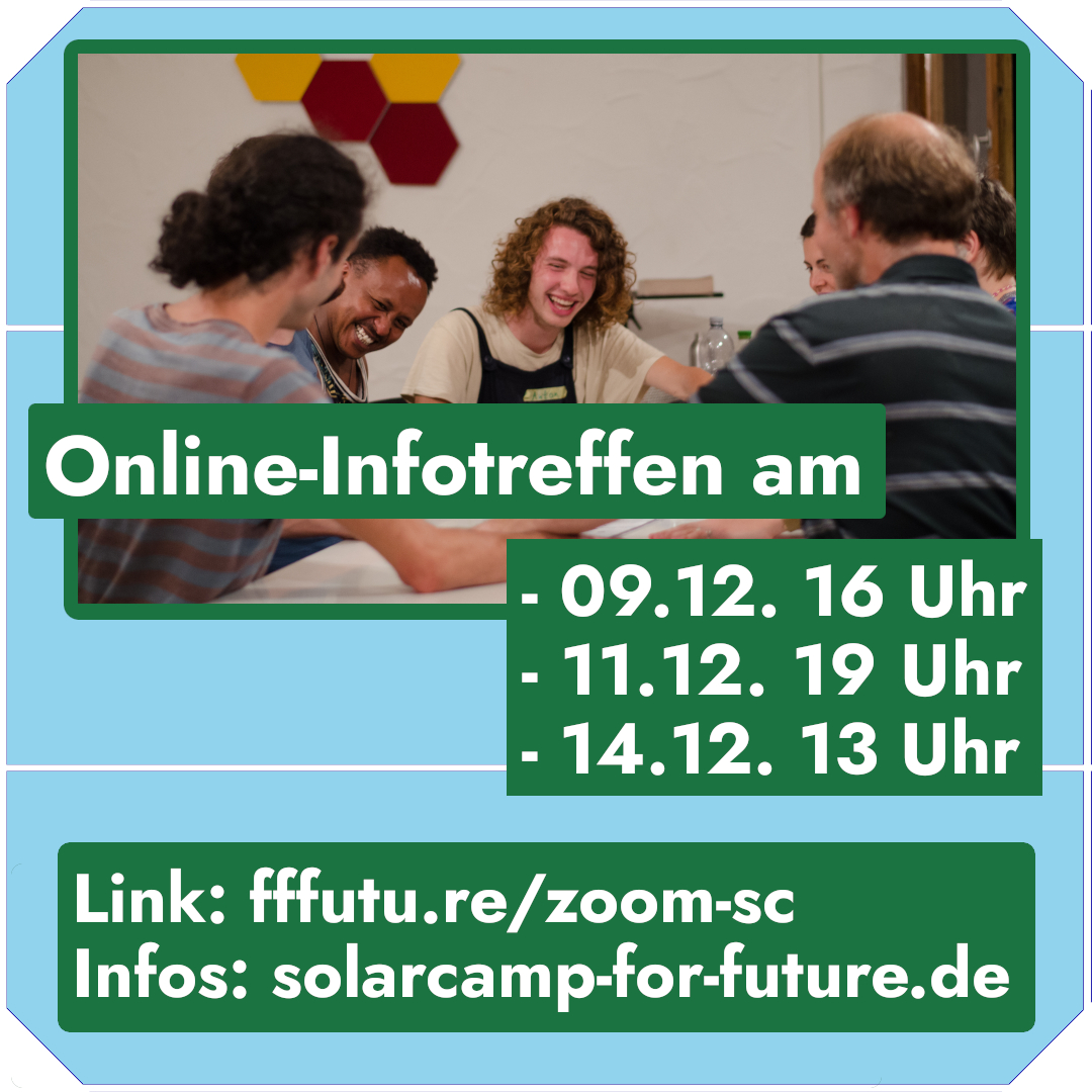 Dieses Jahr haben wir in Kassel ein tolles SolarCamp ausgerichtet, um junge Menschen für das Klimahandwerk zu begeistern. Damit es nächstes Jahr noch viel mehr SolarCamps geben kann, braucht es motivierte Menschen. Wenn ihr so eine*r seid, schaut bei den Info-Calls vorbei...(1/2)