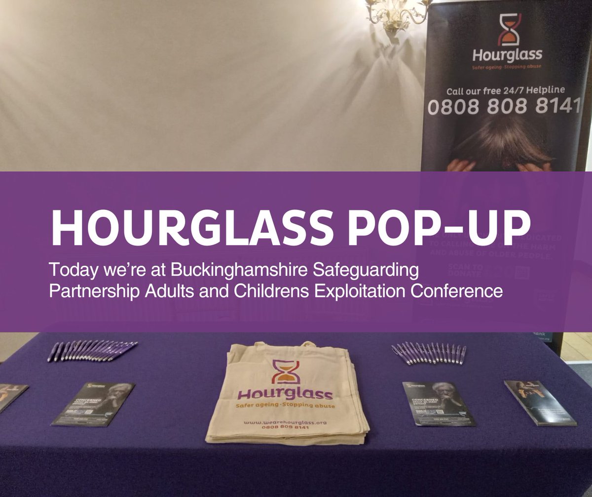 wearehourglass_'s tweet photo. We're at Buckinghamshire Safeguarding Partnership's
Adults and Childrens Exploitation Conference today!

Our Community Response Officer and IDVA Rebecca Ewing will be in attendance, raising awareness about our services and how we can help older victim-survivors of abuse. https://t.co/Cg6iCMM2uD