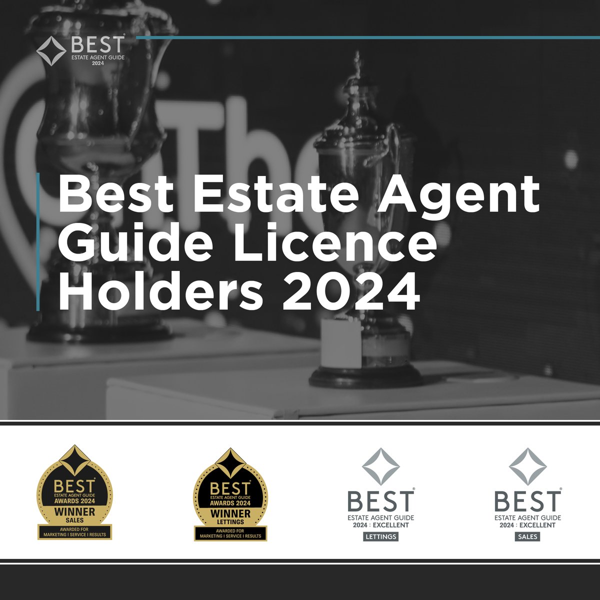 It's fantastic to see so many agents celebrating their place in this year's Best Estate Agent Guide!   Congratulations on your achievement 🏅 
Arkwright &amp; Co
<a href="/VitalSpace/">VitalSpace</a> 
The Accommodation Bureau
@Ewemove
<a href="/LionEstates/">Lion Estates</a>