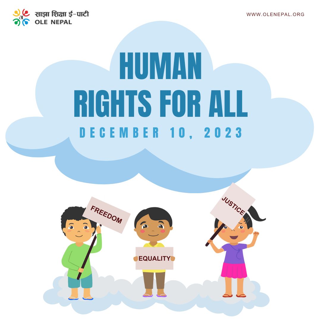 olenepal's tweet photo. Human Rights Day 2023: Embracing "Fairness, Equality, and Freedom for All." Join us in making a world where everyone is treated fair and square. . #HumanRightsDay2023 #Humanrights #Knowyourrights #Ourrights #Olenepal #accesstoeducation https://t.co/dpaBImqiTj