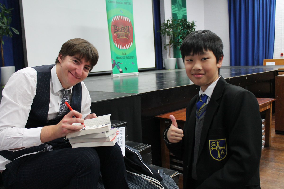 GCA_Library's tweet photo. Thanks to @MeggittPhillips for a fantastic visit to our year 7s @Greig_City this week! Excitement & creativity galore! Books supplied by @childrensbkshop #AuthorVisit @FarshoreBooks #GreatSchoolLibraries #EveryOneAReader #AmWriting #TheBeastAndTheBethany https://t.co/sdGFUlTnJl