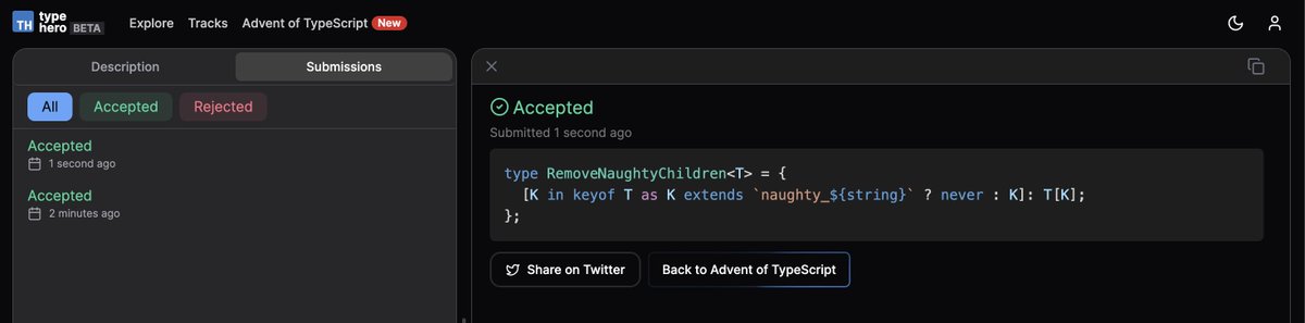 aminoxix's tweet image. eazieee! 👀

day 8 of #AdventOfTypescript