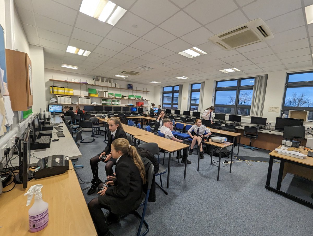 SASB_Comp's tweet photo. Technology Club enjoyed trying to fly their #tellodrones through a mini obstacle course this week. We learned a lot about how sensitive the sensors can be! Games club has also been very busy this week too! #lunchclubs #extracurricular @MrsGMcIntosh @MrsMurphy001 https://t.co/D99adH6OXT