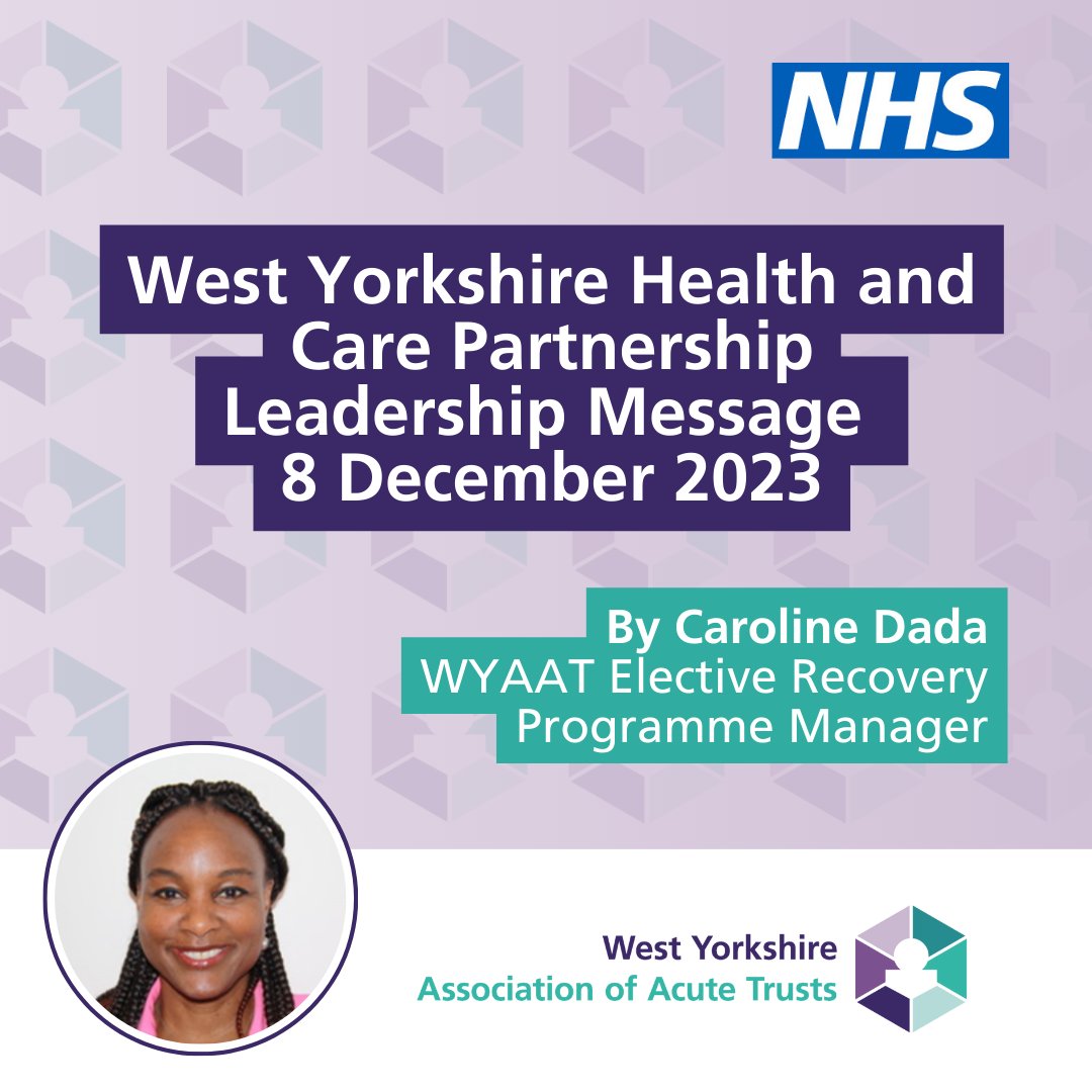"When you have an army of great individuals working beside you, everything seems that little bit easier."

This week's <a href="/WYpartnership/">West Yorkshire Health and Care Partnership</a> Leadership Message comes from our very own Caroline Dada, #WYAAT #ElectiveRecovery Programme Manager.

➡️ wypartnership.co.uk/blog/leadershi…