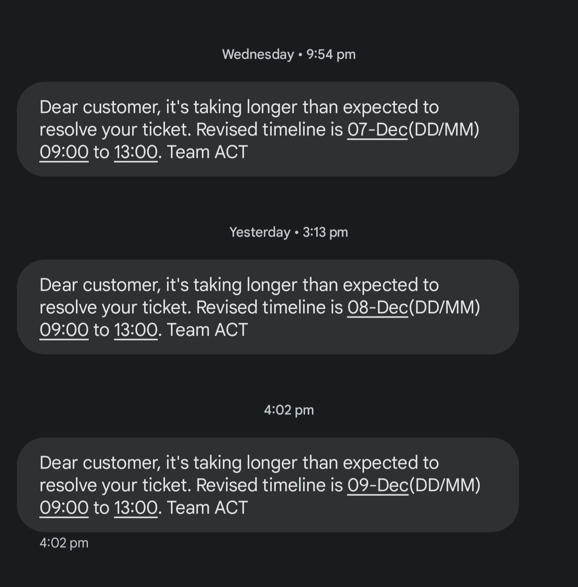 karthithehacker's tweet photo. @ACTFibernetHYD @ACTFibernet Facing persistent internet issues. Raised complaints for 4 days, no action taken. Service person not picking my call App resolve duration increasing with no progress. Customer care wait times over 30 mins. And still cant connect with them https://t.co/5SSX2oHqKB
