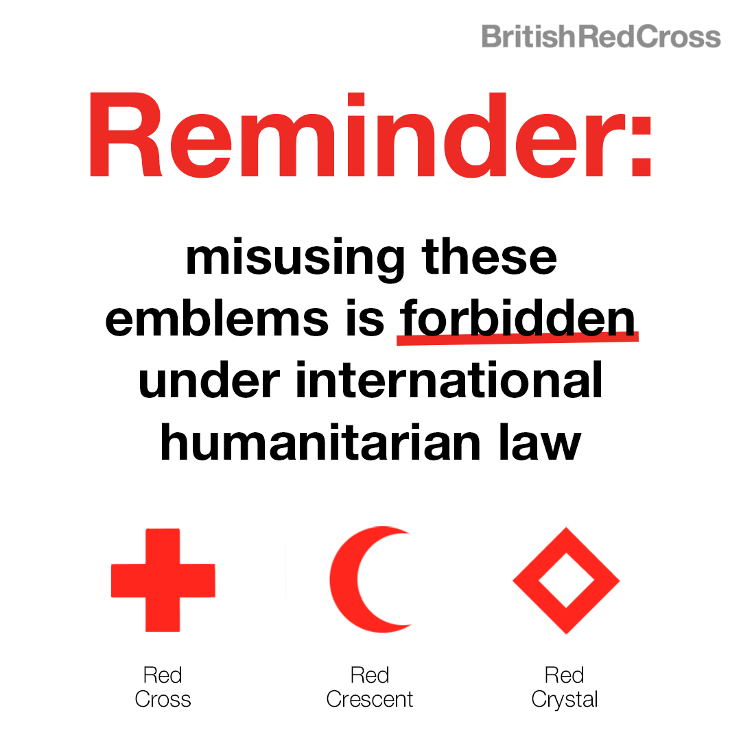 British Red Cross 🧡 on X: The red cross, red crescent and red crystal  emblems are symbols of neutrality and protection in armed conflict, under  international humanitarian law. They protect the wounded