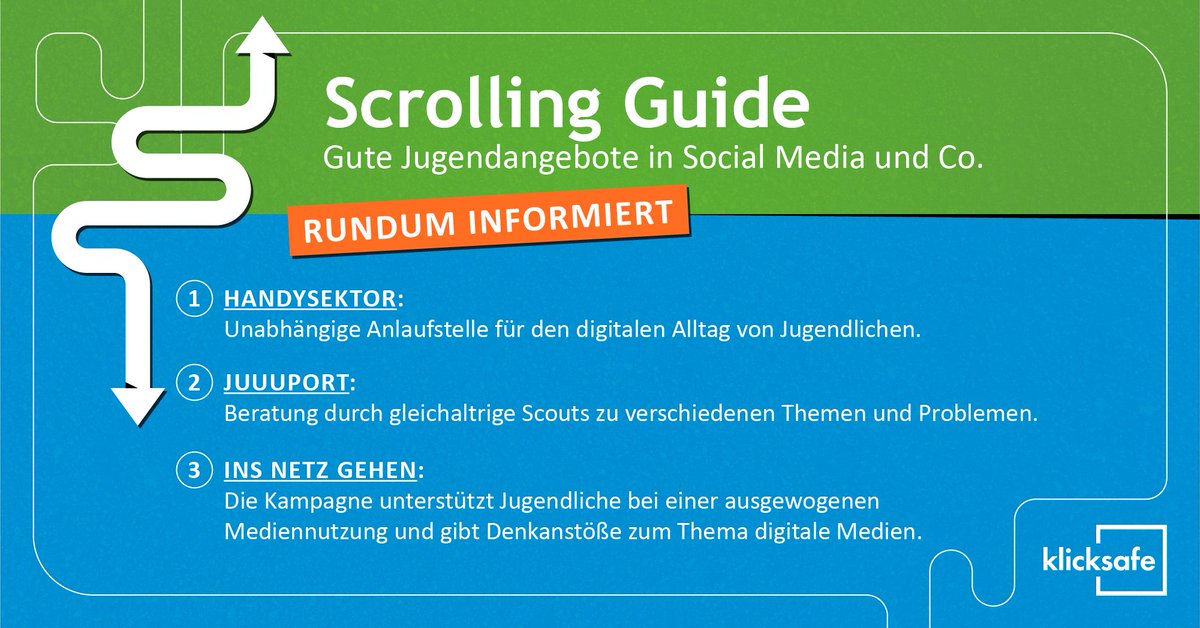 klicksafe unterstützt Euch dabei, Jugendliche beim selbstbestimmten Surfen zu unterstützen! Heute stellen wir Euch Angebote vor, die Jugendlichen rundum gute Informationen liefern. #twlz #positivecontent ▶️@Handysektor ▶️@juuuport ▶️ins-netz-gehen.de