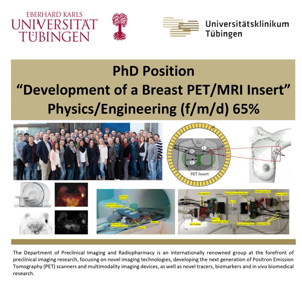 We are looking for a highly motivated candidate to join our Detector #Physics team for the #development of a breast #PET #insert and share our vision of using state-of-the-art technology to improve #breast imaging: jobs.medizin.uni-tuebingen.de/Job/3666/PhD-S…
