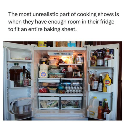 HeatherWeidner1's tweet image. So true. I'm always playing fridge Jenga to get stuff to fit. #fridge #cookingshows #messykitchen