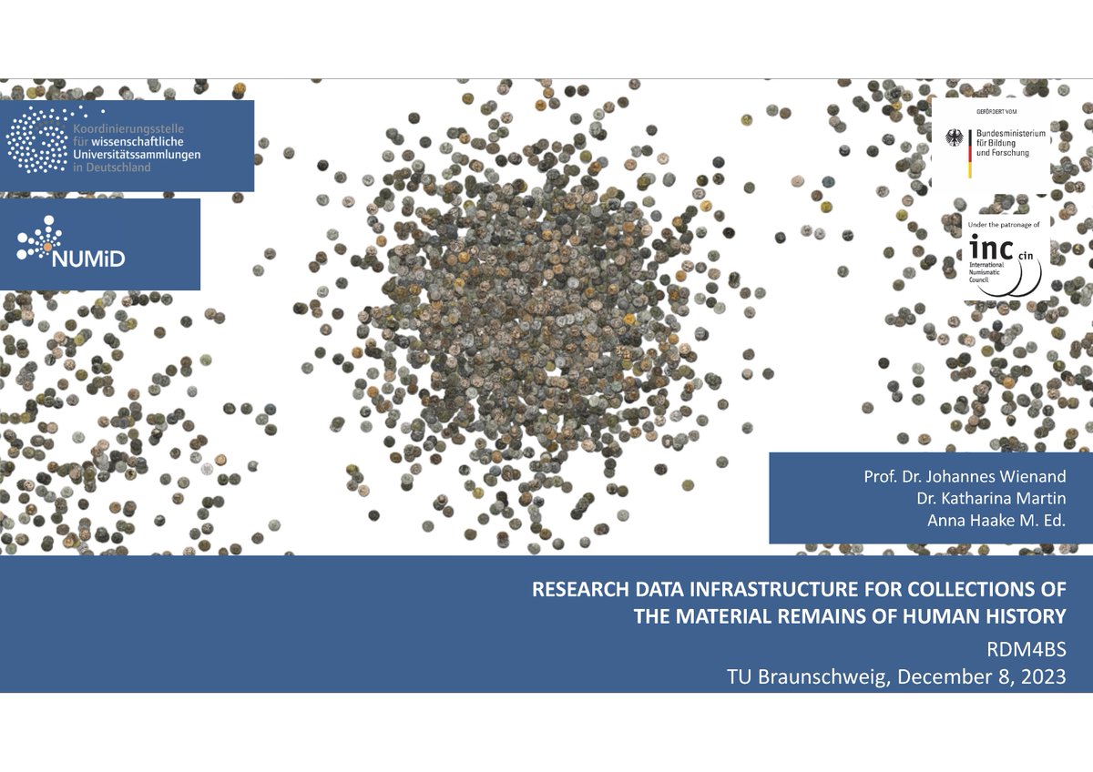 WienandJohannes's tweet photo. Data Flow – in today's RDM4BS meeting @tuBraunschweig our NFDI-team presents the current work status on the research data infrastructure for collections of the material remains of human history
https://t.co/AgWh2Kb9JK 
#rdm #nfdi #nfdi4objects #numismatics
