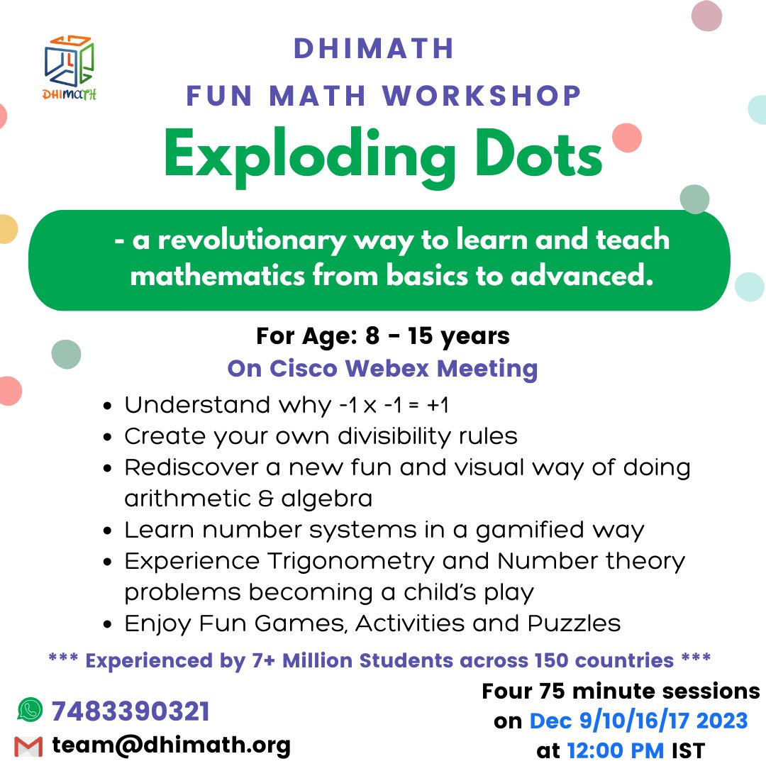 KiranABacche's tweet image. #explodingdots #math #workshop #online 
@jamestanton @trivedipriyanka @nileshtrivedi @Kweenigma 

WhatsApp +91 7483390321 to register