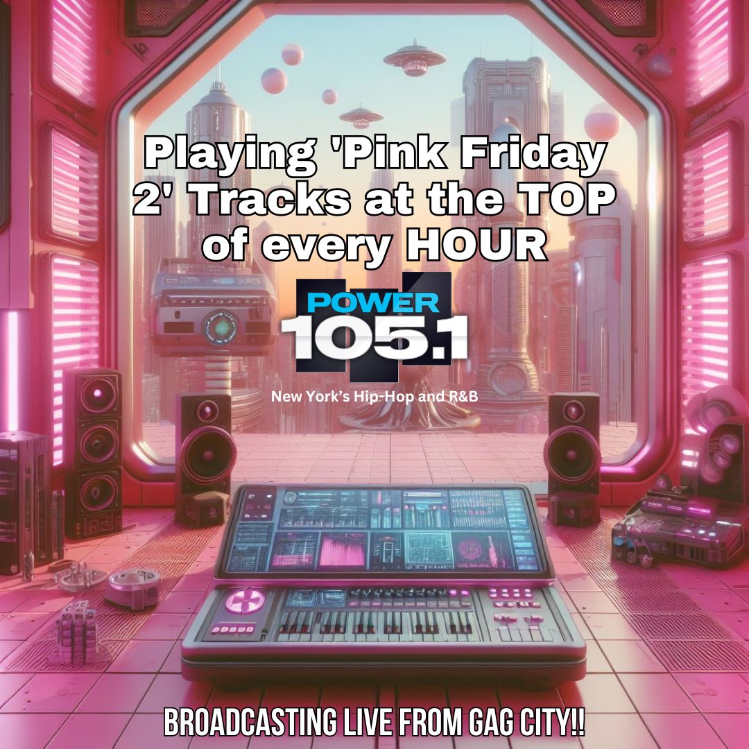 Power1051's tweet photo. 🗽🐐 #Barbz you asked for this, hit that #RT! 

#PinkFriday2 💿 is out, and we’re  playing a track off @NICKIMINAJ's new album at the top of EVERY hour. #NickiOnPower1051 #Power1051PinkFriday #GAGCity https://t.co/RbISvBm2KF